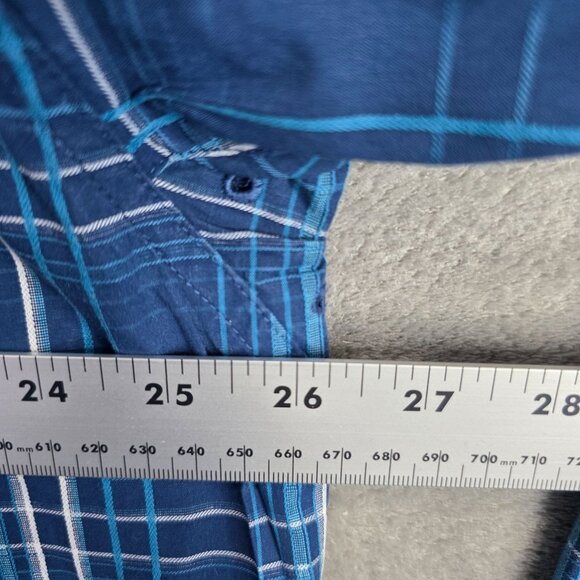 Mens Ariat Pro Series Blue Plaid Shirt Button Down Long Sleeve Cotton Blend XL - Picture 5 of 7